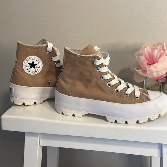 Converse all-star platform high top sneakers with faux Sherling lining - Picture 3 of 11